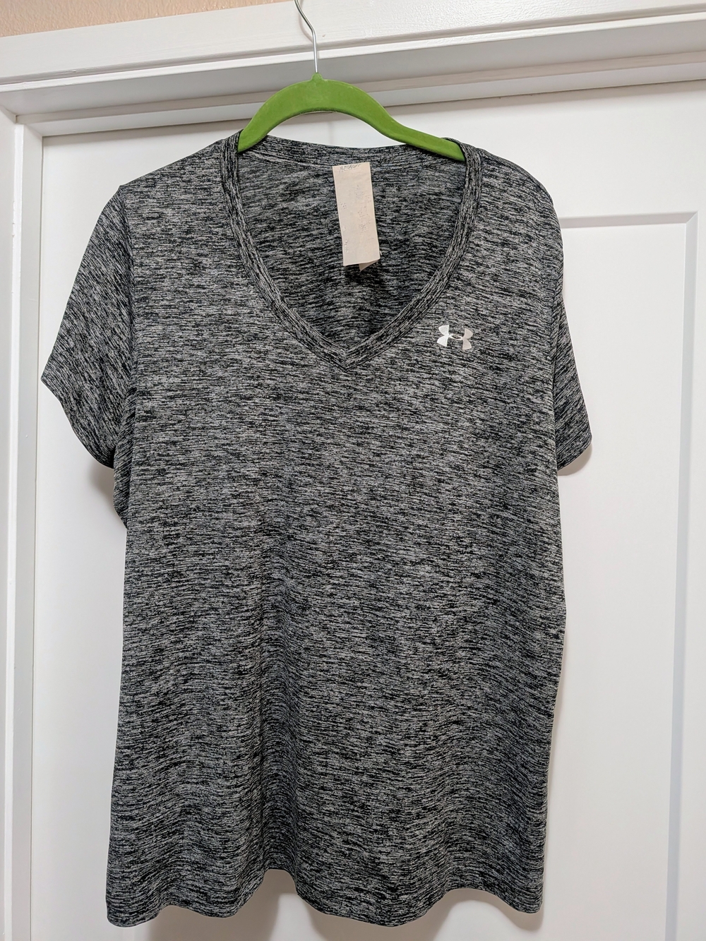 Women's Under Armour Heather Charcoal V-Neck Performance Tee